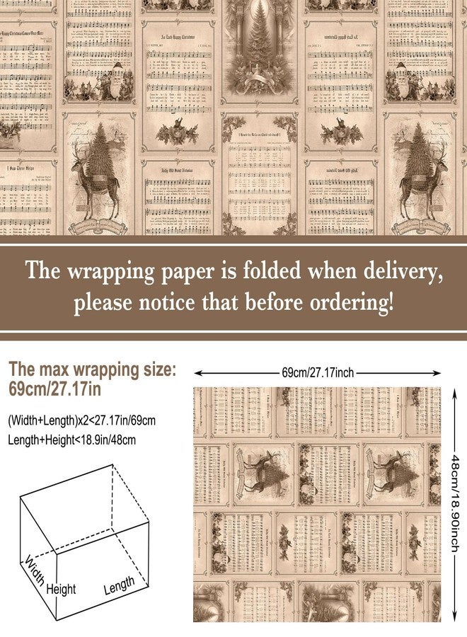 Watersay 12 Pcs Vintage Christmas Music Wrapping Paper 27 x 19 Inch Old Christmas Music Wrap Paper Funny Holiday Gift Packaging Festive Design for Xmas Party Decoration Scrapbooking Arts Craft(Brown) - Image 2